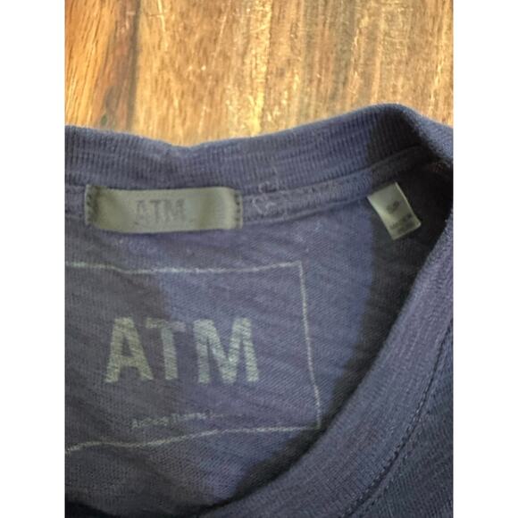 ATM Women's Blue Slub Jersey Schoolboy Crew Neck T-Shirt Size - Picture 4 of 4